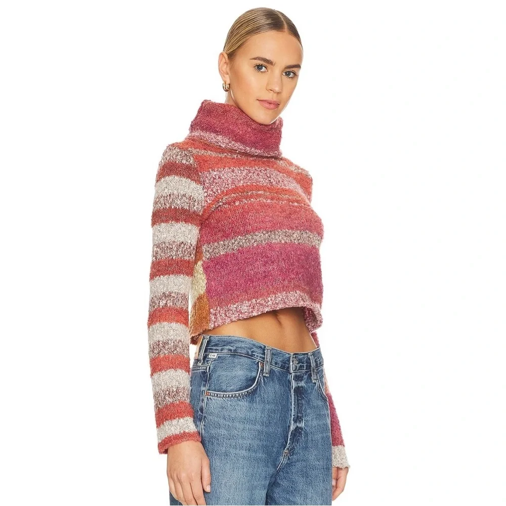 NWT Free People My Girl Turtleneck Sweater In Sunburst Combo Wool Blend